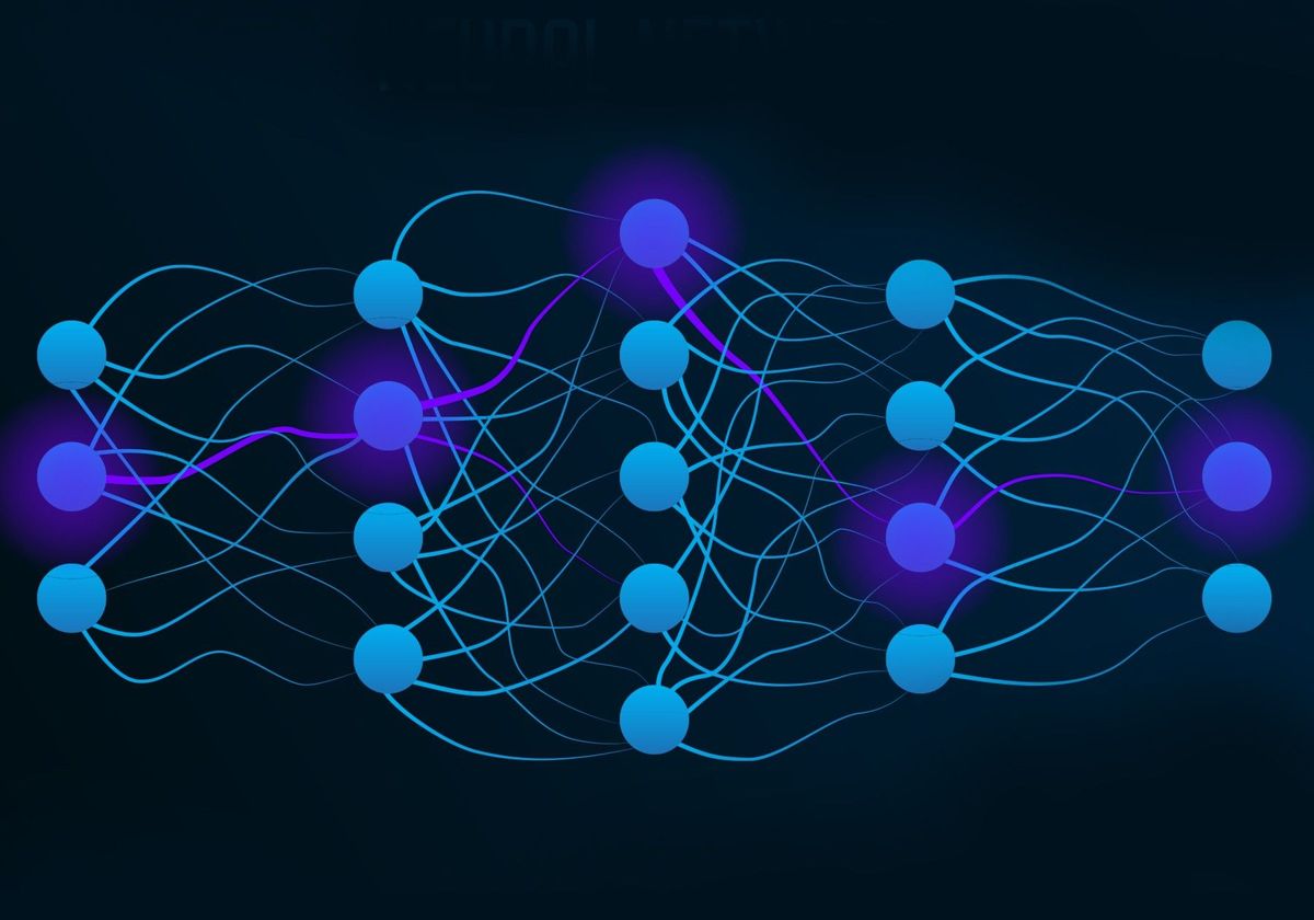 Blue circles arranged in five rows connected by wavy blue lines.