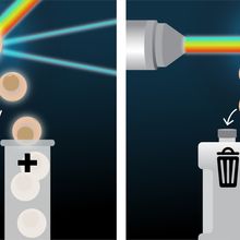 Illustration of cells either being sorted into tubes from a cell sorter or going into a waste container from a flow cytometer.&nbsp;