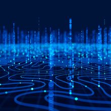 Abstract image of blue lines and dots depicting data connectivity