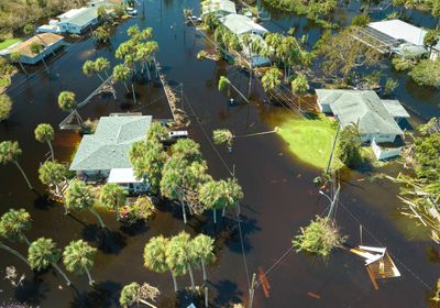 Photo of flooding in a Florida neighborhood following a hurricane.