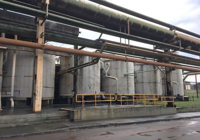 Photograph of fermenters in a biorefinery in Brazil that produce bioethanol.