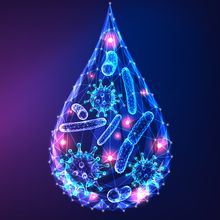 Wastewater surveillance conceptual visualization of a water droplet containing different microorganism