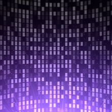 Conceptual omics image represented by many small squares in various shades of purple on a black background.