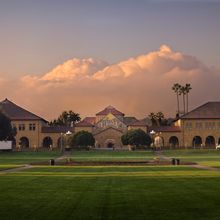 A building at the Stanford University campus at sunrise