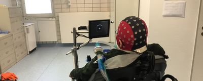 A tetraplegic patient navigates a thought-controlled wheelchair