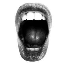 black-and-white image of an open mouth